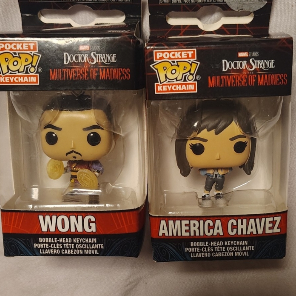 Wong & America Chavez Bobblehead Keychains- Doctor Strange- NEW